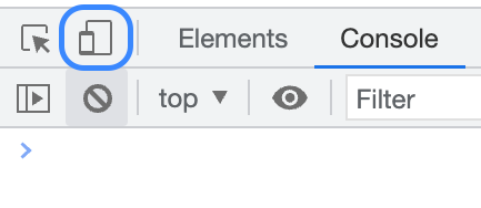 In Chrome DevTools, the device toolbar button is highlighted.