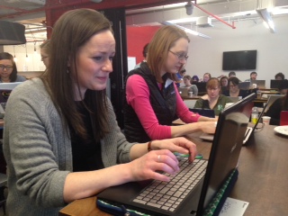 Teacher Sarah Morgan at the B'more on Rails Workshop for Women for Ruby on Rails