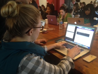 Sarah Jones of LMO Advertising at B'more on Rails Workshop for Women for Ruby on Rails