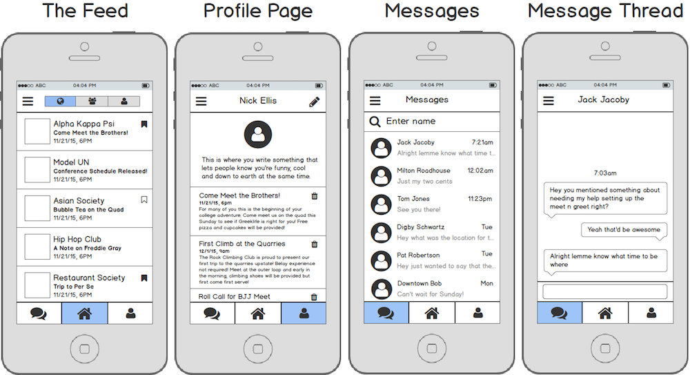 Example of Low-fidelity prototyping using Balsamiq