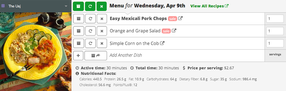 DinnerTime Meal at a Glance