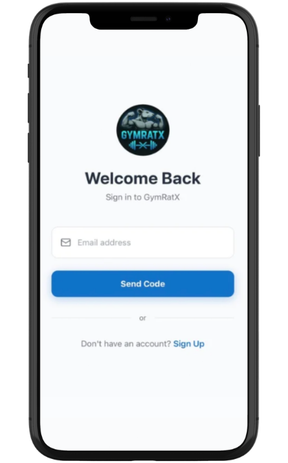 GymRatX mobile app login screen