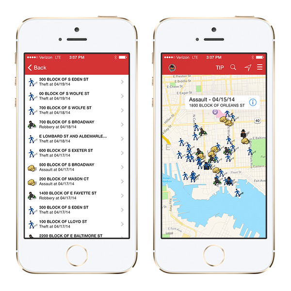 The SpotCrime iOS app