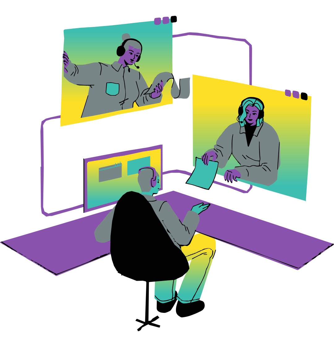 Illustration of people on a video call planning a project